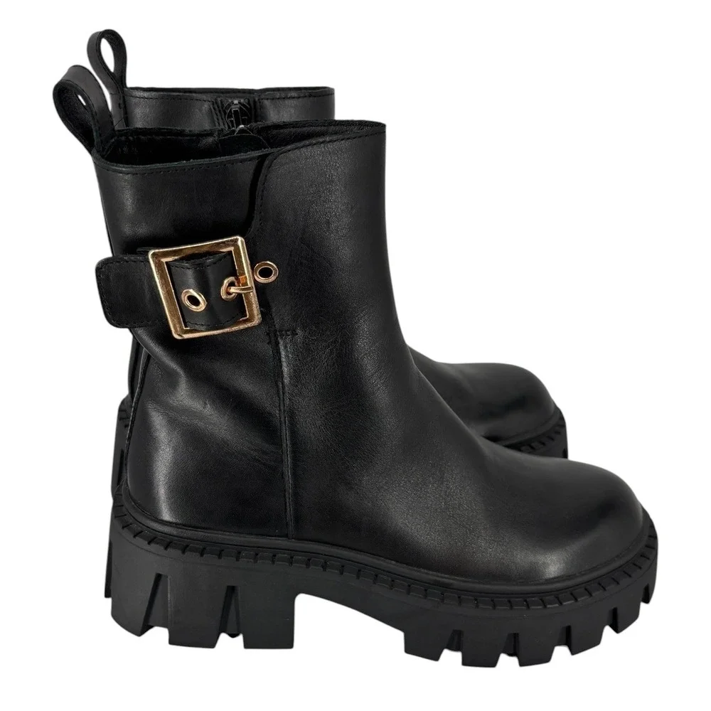 Steve Madden Sameera Boots Lug Sole Womens 6.5 Bikercore